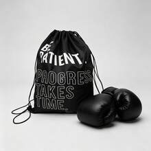 FIVING 1 pieza Mochila de boxeo con cordón, gran capacidad, bolsa de deporte portátil para entrenamiento de baloncesto, almacenamiento de equipo de Muay Thai, kickboxing y entrenamiento - Negro - Ver 5
