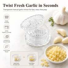 Transparent Manual Garlic Twist - Multi-Functional Mincer & Grinder For Garlic, Onion, Ginger, Herbs, Nuts, Impact Resistant Kitchen Gadget & Home Accessory - White - View 2