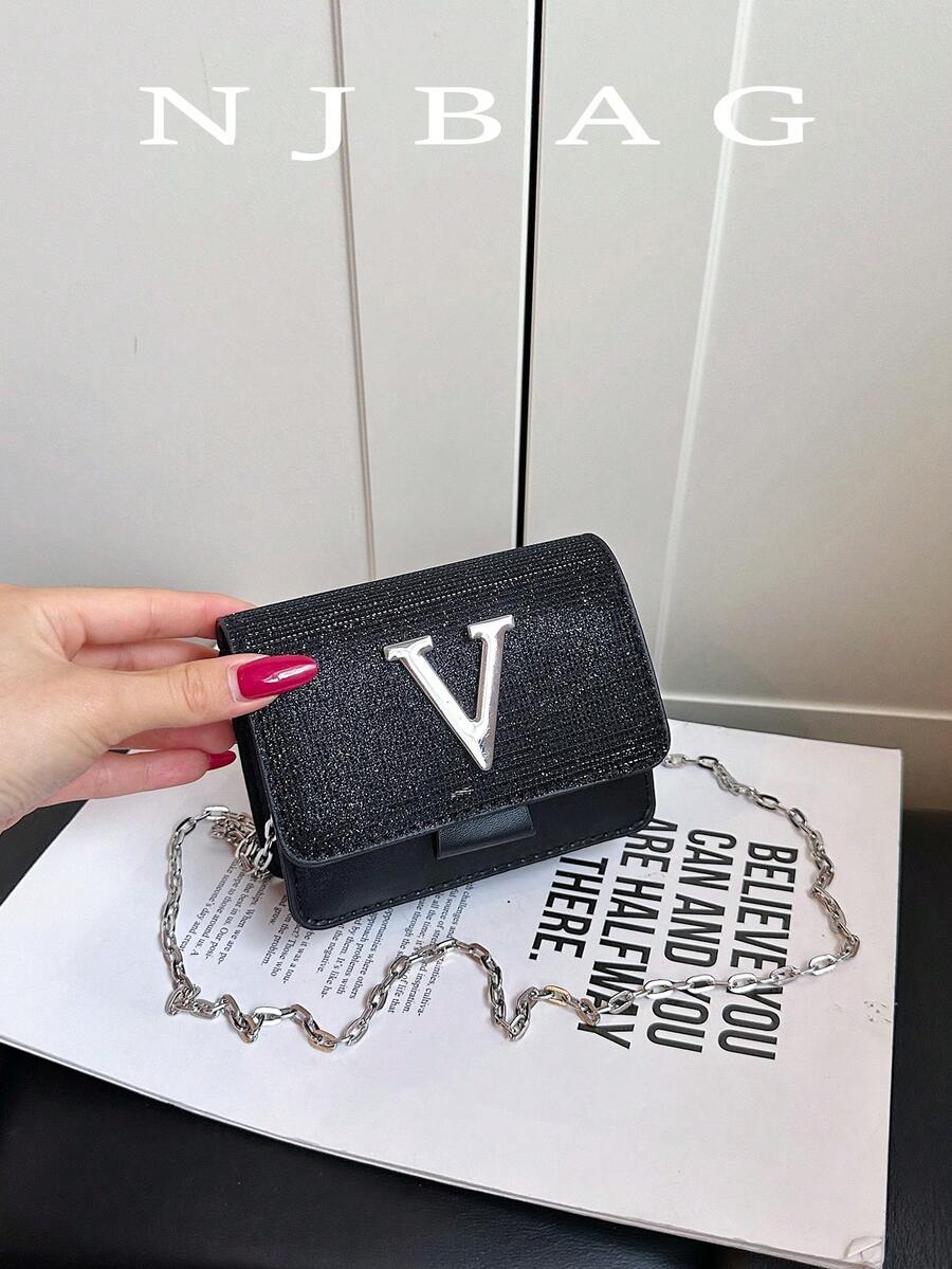 Super Mini Minimalist Sequin Flap Chain Shoulder Bag