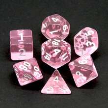 7pcs Transparent Polyhedral Dice Set, Clear Acrylic Role-Playing Game Dice With White Numbers, Multiple Colors Available, Includes Snake Pattern Storage Bag, Suitable For TTRPG Tabletop Games - Multicolor - View 9