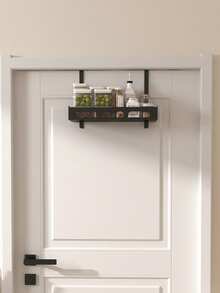 Over-The-Door Pantry Storage Rack, Pantry Storage And Organization, Metal Hanging Spice Rack, Suitable For Pantry Door, Kitchen, Laundry Room, Bathroom Storage, Over-The-Door Hanging Basket - Black - View 5
