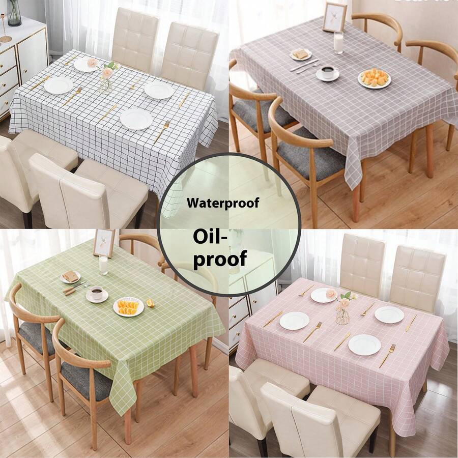 1 pieza Mantel a cuadros fresco impermeable, resistente a manchas, fácil de limpiar, a prueba de aceite, aislante térmico, mantel rectangular lavable a prueba de polvo para mesa de comedor del hogar y restaurante