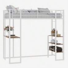Iron Bed Frame With Bed And Table, Dimensions 90*190 Cm, Suitable For Children's And Youth Rooms - 白色 - 查看 3