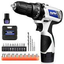 Mini Cordless Drill Driver Kit With 1 Li-Ion Battery / 2 Li-Ion Batteries, 16.8V Electric Screwdriver Driver Tool Kit With LED Work Light, Max Torque 45 N.M, 3/8 Inch Keyless Chuck, 18+1 Position, Dual Speed 0-400/1400rpm - White - View 8