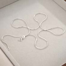 S925 Sterling Silver Necklace, Delicate White Snake Chain Necklace, Minimalist Plain Design Unisex Style, Low-Allergenic Exquisite Collarbone Chain, Suitable For Travel, Evening Party, Streetwear, Perfect Layering Accessory To Create Layered Look, Fashion Jewelry Gift - White - View 7