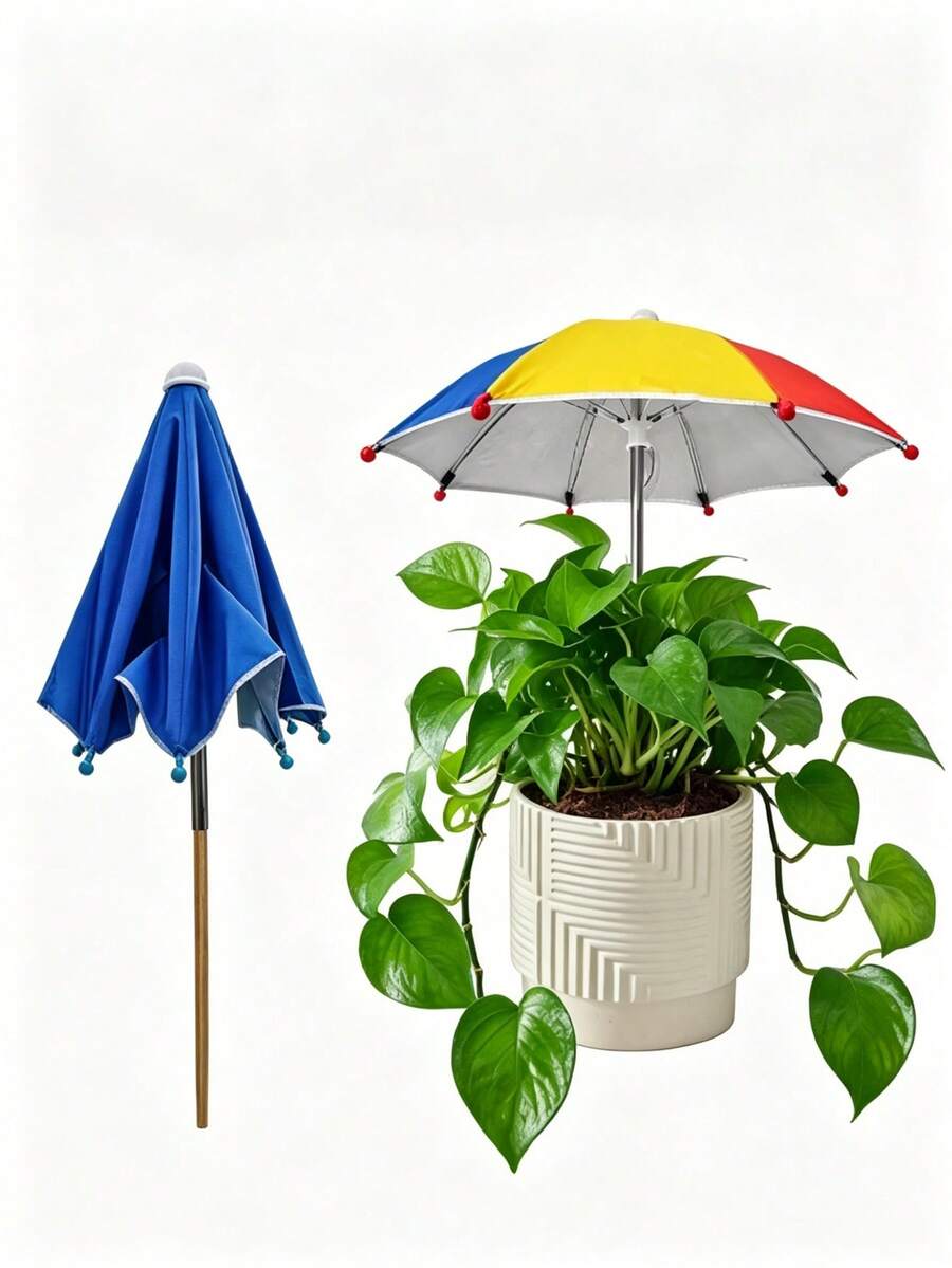 4pcs/Set Potted Plant Sunshade Umbrella, Outdoor Plant Flower Sunshade Umbrella, Potted Plant Sunshade Cover, 1 Mini Umbrella + 3 Potted Plant Watering Devices, Sun Protection And Heat Insulation Design, Suitable For Tall And Short Plant Coverage - Multicolor - View 1