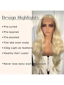 613 Lace Front Wigs, Blonde Glueless Synthetic Lace Front Wigs Pre Plucked, Body Wave Long Lace Wigs For Black Women #613 - 金髮613 - 查看 3