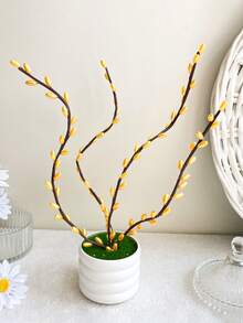 1PC Bright Orange Beaded Artificial Flower Small Potted Plant, Fashionable Artificial Plant, Creative Artificial Plant Suitable For Wedding Events, Home And Office Desktop Decoration Ornament - Orange - View 8