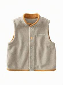 mini bala Anti-Static Fleece Vest Young Girl Baby Lightweight Thermal Inner Layer Autumn Soft Warm Base Vest - Brown Tone - View 4