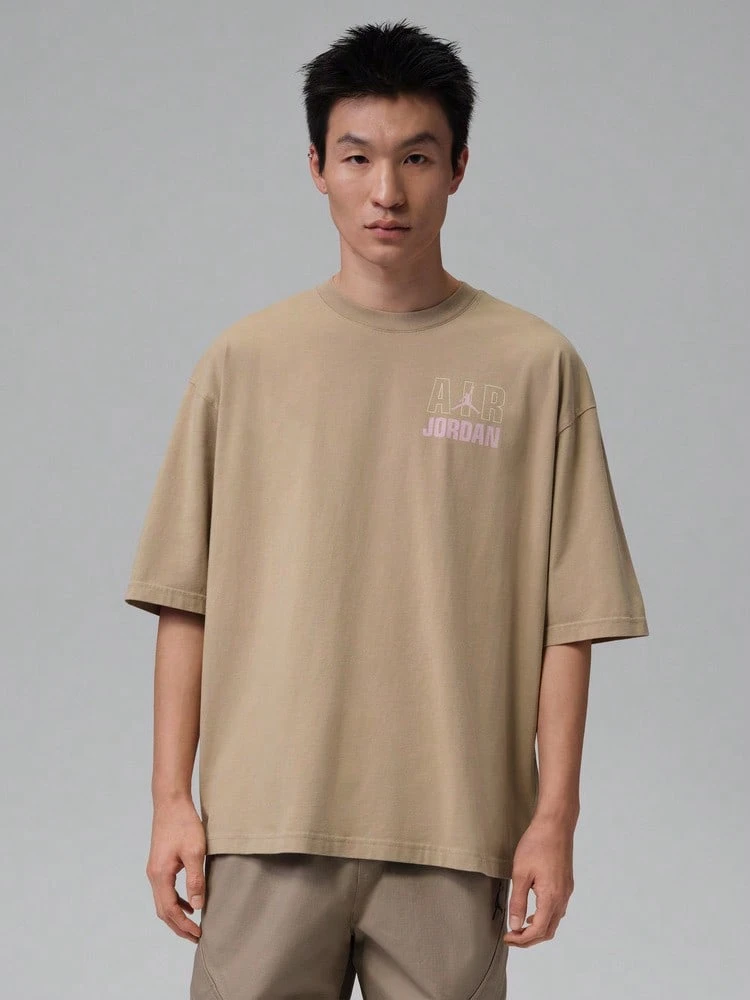 Jordan Men's AS FLT REIS LGND SS CREW Short Sleeve Knit Collarless T-Shirt TIF3117-247 - Brown - View 1