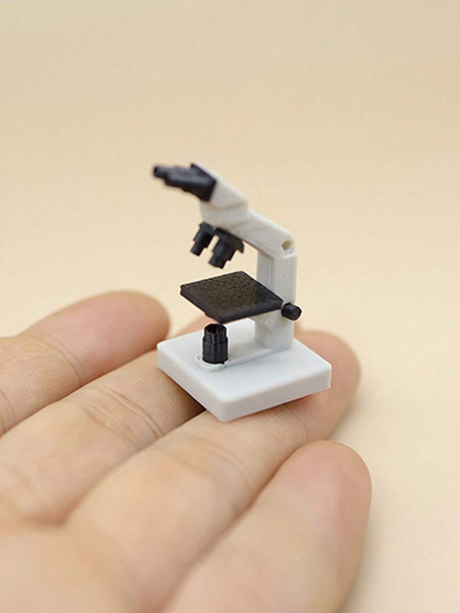 Adorno de microscopio binocular de simulación de casa modelo, accesorio decorativo de laboratorio de ciencia en miniatura, pequeña figura creativa de escritorio - modelo de microscopio - Ver 1
