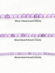 1 Strang natürliche lila Kunzit-Perlen, rund, lose Spacer-Perlen für Schmuckherstellung, DIY handgemachte Armband-Anhänger und Accessoires, 6/8/10 mm - Verschiedenfarbig - Übersicht 7