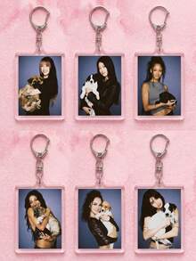 1pc/6pcs K-Pop Group Katseye And Puppies Photography Acrylic Keychains, Fashionable Multi-Functional Bag Charms, Suitable For Pet Lovers, Outfits, Daily Decoration And Exquisite Gift Giving, All Seasons - Multicolor - View 2