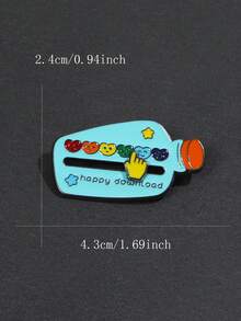 1pc Sliding Mood Drift Bottle Enamel Brooch, Customizable Colorful Heart Interactive Pin, Suitable For Jacket, Backpack Decoration, Cute Mood Accessory Gift - Multicolor - View 3