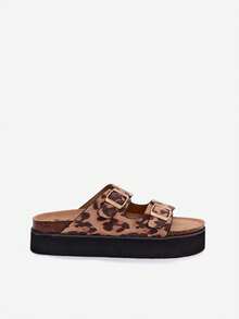 Fashionable And Comfortable Women's Summer Flip-Flops On The Platform With Buckles And Profiled Insole Pink Brown - Brown - View 7