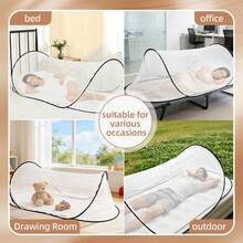 Single Person Portable Mosquito Net, No Installation Required, Suitable For Dorm, Business Trip, Travel - Black and White - View 1