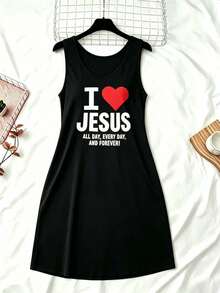 2pcs Halloween Costumes Pajama Set For Women - Comfy Nightgown With I Love Jesus For A Day, A Lifetime, And Forever Printing,House Dress - Multicolor - View 4