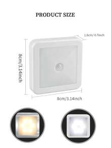 3件/1件 LED 感應夜燈，智能 PIR 感應櫥櫃壁燈，簡易安裝，15秒自動關燈，暖光與冷光可選，電池供電無線方形感應燈，適用於浴室、臥室、走廊、樓梯、櫥櫃 - 方塊感應燈 - 查看 11