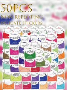 50PCS,Daily Dose Of Happiness Stickers,PVC Material,Creative And Aesthetic Design Sticker,Each One Is Different,Suitable For Mobile Phone Cases, Tablets, Laptops, Suitcases, Cars, Notebooks, Handwritten Diaries And More. - 50pcs - View 1