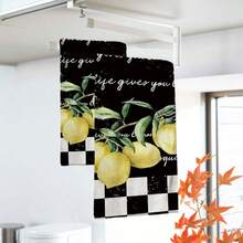 2/4/48pcs Black Background Lemon Checkerboard Pattern Printed Kitchen Towels - Super Soft, Highly Absorbent Polyester Tablecloths And Hand Towels, Perfect For Holiday Decor, Kitchen Decor, Party Decor. - Multicolor - View 4