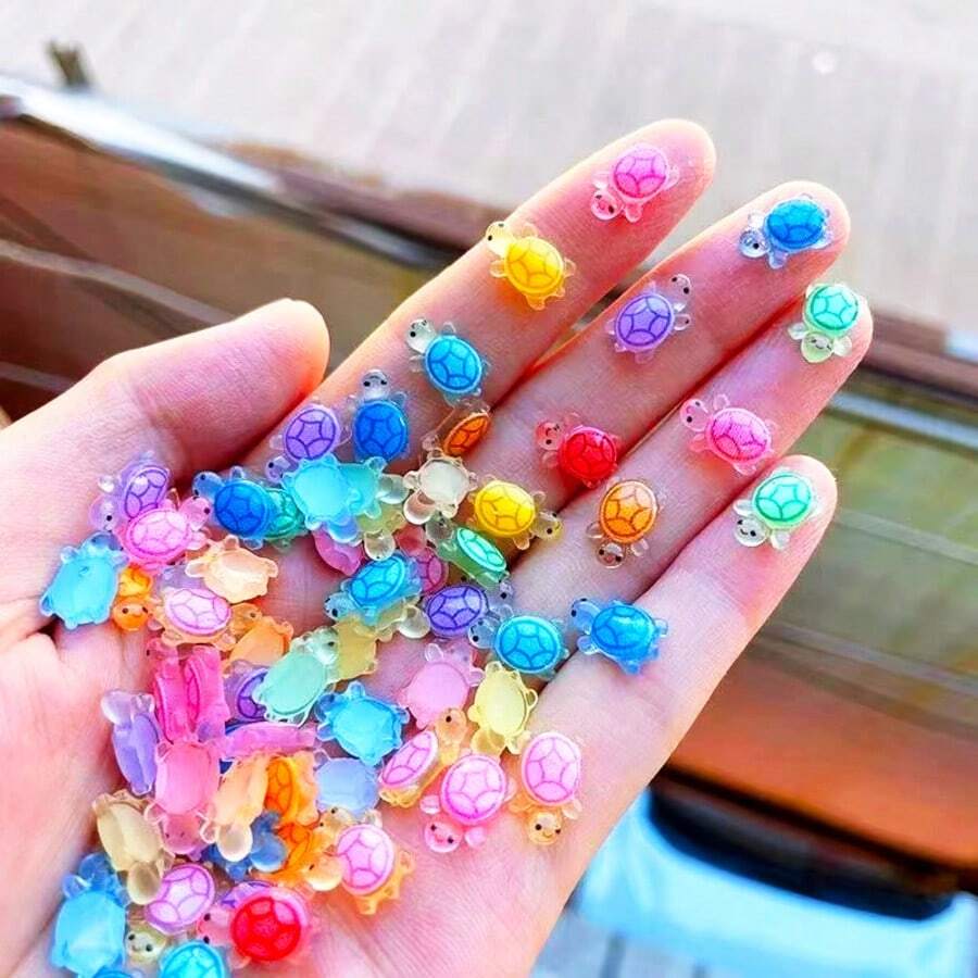 HAWTHOMICO Large Resin Sea Turtles 20pcs Glow-In-The-Dark Mini Resin Animals, Mini Ocean Decor For Garden Micro Moss Landscape Home Decoration, Random Color - Multicolor - View 1