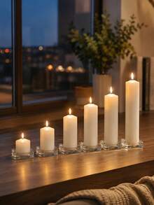 White Pointed Cylindrical Candle, 5cm Diameter, Smokeless And Odorless, Suitable For Home Decor, Wedding, Party, Dining Table, Church Prayer, Ramadan, Christmas, Thanksgiving, Halloween, Relaxation Meditation And Ambient Lighting - White Pointed Cylinder - View 7