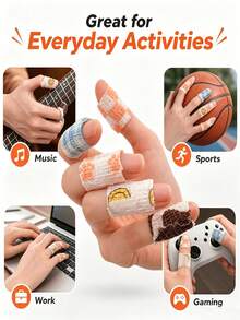 8/4/1 Roll Random Color Printed Self-Adhesive Finger Bandages, Anti-Wrinkle Wear-Resistant Finger Sleeves, Durable Finger Protection Covers, Suitable For Writing, Nail And Injured Finger Protection, Perfect For Office, Sports And Outdoor Work - Multicolor - View 8