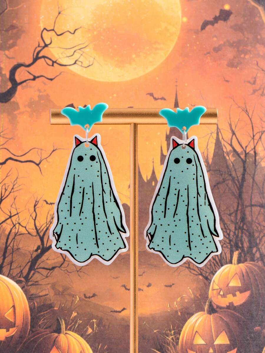 1 Pair Halloween New Horror Creative Cute Ghost Demon Personalized Single-Sided Acrylic Earrings - Multicolor - View 1