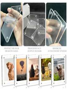 Bingkai Foto Magnetik Akrilik untuk Kulkas, Bingkai Foto Magnetik Kulkas Dua Sisi Transparan, Bingkai Pajangan, Cocok untuk Fujifilm, 2,36 x 3,54 Inci - Berbagai gaya - View 3