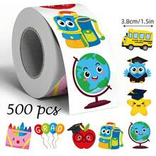 500 buah Stiker Doodle Hadiah Bentuk Asimetris Besar 1,5 Inci 2 Gaya untuk Dipilih Stiker Label Tertutup Alat Tulis Kantor, Hari Pertama Sekolah - MultiWarna - View 9