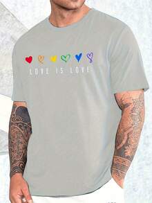 Men T Pride Love Rainbow Print Sports Casual Round Neck Outdoor Short Sleeve T-Shirt T Men's T-Shirt - White - View 8