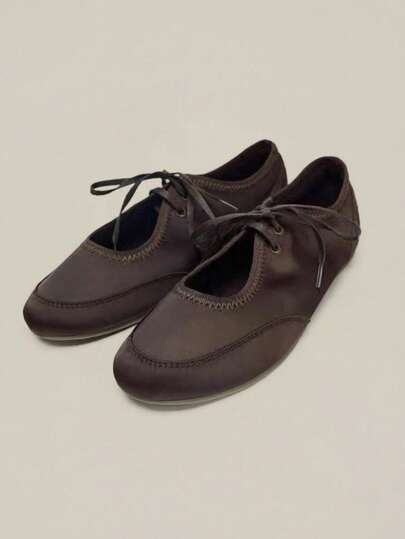 2026 New British Style Fashion Low Vamp Ballet Flat Lace-Up Low-Heel Casual Mary Jane Shoes