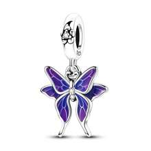 1pc S925 Sterling Silver Butterfly Pendant Bead, Multiple Gradient Colorful Enamel & Cubic Zirconia Butterfly Designs, Transparent Wings With Exquisite Rhinestones, Comes With Gift Box, Suitable For Bracelets & Necklaces, Romantic Girly Style, For Handmade DIY Jewelry Making & Daily Gift Wearing - Multicolor - View 18