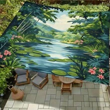 1 pieza Vela de sombra solar cuadrada con estampado geométrico de girasol fresco, adecuada para patio pequeño, piscina, área de ocio al aire libre de villa. Sombrilla de playa, tela de sombra solar para exteriores, toldo de playa, tienda de playa, sombra solar para patio, cenador al aire libre, cenador - Bohemia C - Ver 10