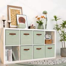GRANNY SAYS Stoff-Aufbewahrungswürfel, 6er-Pack Aufbewahrungsboxen fürürfelregal, Regalkörbe 32,5 x 32,5 x 32,5, Salbeigrüne Regalboxen mit Griffen, Stoffboxen zur Aufbewahrung für Kallax-WLVT - Bunt - Übersicht 10
