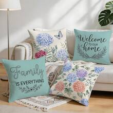 4pcs Hydrangea Butterfly And Floral Pattern Pillow Covers Without Inserts, Single-Sided Printed Pillow Covers, Suitable For Living Room Bedroom Home Decor, All-Season Pillow Covers - Multicolor - View 9