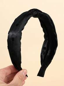 2pcs Black White Polka Dot Knotted Headband For Girls Classic Dot Pattern Hairband Soft Casual Daily Hair Hoop Teens Hair Accessories - Multicolor - View 4