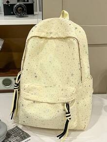 Vintage Polka Dot Girls Student Backpack | Red Nylon Daily Backpack With Adjustable Shoulder Straps And Multiple Pockets | School/Commute/Travel - Multicolor - View 6