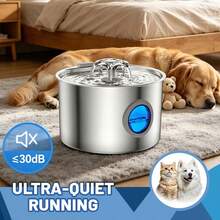 3.2L Stainless Steel Pet Water Fountain, Silent Pump Circulation Filter Cat Dog Water Dispenser, Easy Clean Automatic Water Feeder For Multi Pets No Battery Needed - 3.2L - View 3