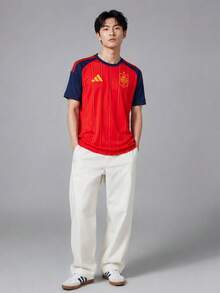 adidas套頭運動休閒圓領透氣足球短袖JN4390 - 紅色 - 查看 3