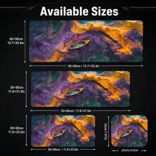 Purple & Gold Fluid Abstract Art Boat Large Gaming Desk Mat, Vortex Marble Colorful Fantasy Print Non-Slip Rubber Extended Mouse Pad, Waterproof Long Keyboard Mat, Gaming Computer Desktop Decoration - View 5