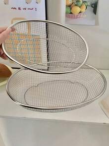 Stainless Steel Mesh Oval Basket, Strainer, Oil Filter, Snack Basket, Vegetable And Fruit Washing Basket, Storage Basket - Multicolor - View 3