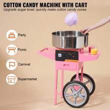 Electric Cotton Candy Machine With Cart, 1000W Commercial Floss Maker With Stainless Steel Bowl, Sugar Scoop And Drawer, Perfect For Home, Kids Birthday, Family Party, Pink - US A Type Plug(110-127V) - View 7