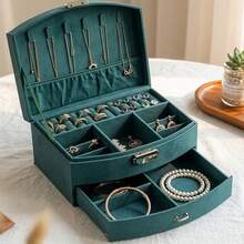 Jewellery Box 2-Layer Jewellery Storage Travel Jewellery Box Portable Jewellery Case Small  Spacious Or Larger Accessories Gift Idea - Green - View 5