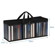 3pcs Large Capacity DVD Storage Box – 58 X 22 X 13 Cm Foldable Case With Carry Handles For Home, Office, Or Travel - Black - View 2