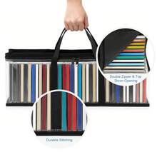 3pcs Large Capacity DVD Storage Box – 58 X 22 X 13 Cm Foldable Case With Carry Handles For Home, Office, Or Travel - Black - View 5