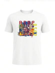 Herren Regular Fit bedrucktes T-Shirt für den Alltag - Weiss - Übersicht 2