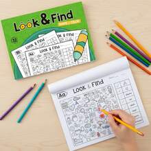 32-Themes Find And Coloring Activity Book - Seek And Find Workbook For Early Learning & Cognitive Skill Training, Enhance Brain Skills With Alphabet, Shapes & Colors Search - Perfect Concentration Training Activity Book For Learning & Fun - Green - View 12