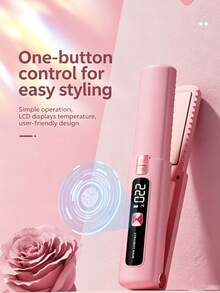 迷你 USB 充電式捲髮棒，負離子護髮，LED 數位溫度控制最高 320°C，便攜式旅行與宿舍使用，隨身造型必備工具 - 多色 - 查看 11