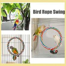 Multi-Color Hanging Rope Swing, Anti-Bite Perch Toy For Parrots, Suitable For Tiger Parakeet And Cockatiel Cage Climbing - View 3